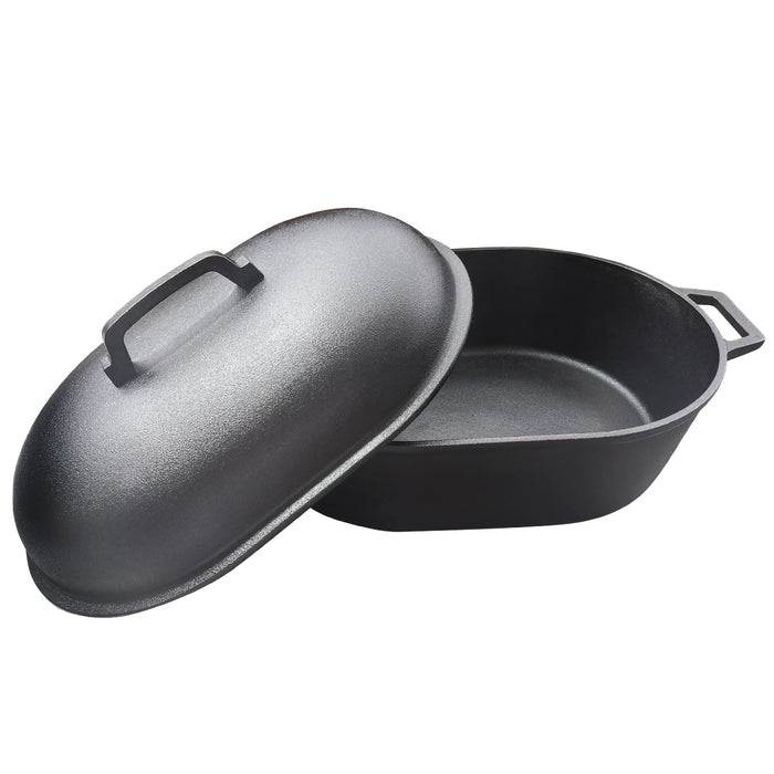 10QT OVAL CAST IRON ROASTER W/