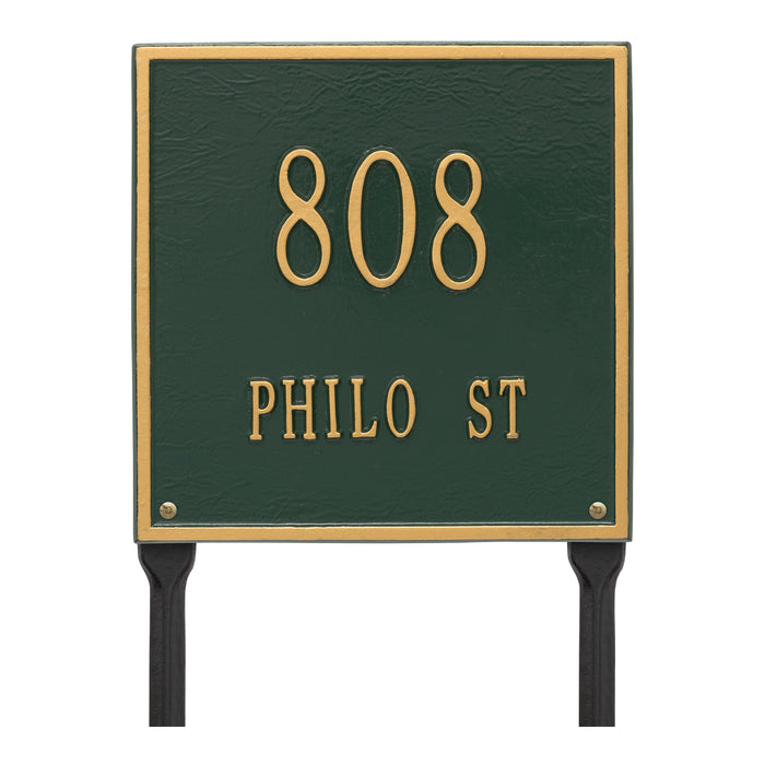 Two Line Plaque / GG - Green/Gold Letters