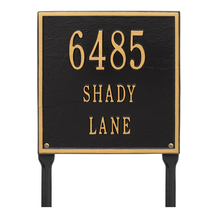 Three Line Plaque / BG - Black/Gold Letters