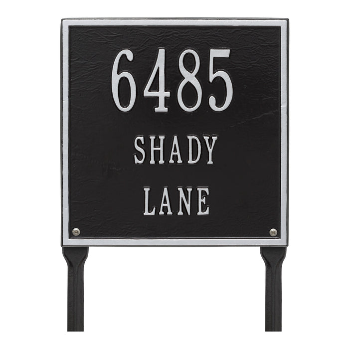 Three Line Plaque / BS - Black/Silver Letters