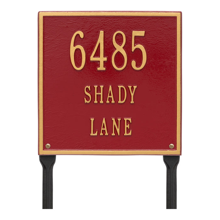 Three Line Plaque / RG - Red/Gold Letters