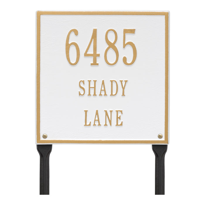 Three Line Plaque / WG - White/Gold Letters
