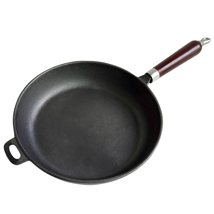 12" CAST IRON FRY PAN W/ WOOD