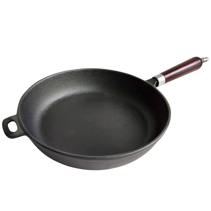 12" CAST IRON FRY PAN W/ WOOD