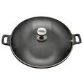 14" CAST IRON WOK W/ GLASS LID
