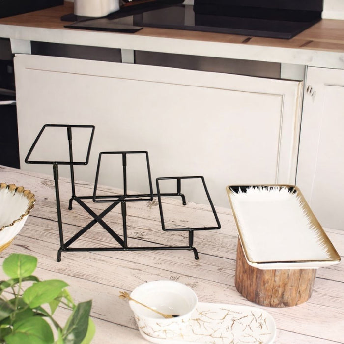 3 Tier Ceramic Serving Stand - Golden Eye