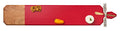 The Maple 34" x 6" Acacia Heirloom Board in Red features a gold spreader and is perfect for serving cheeses, minis, and crackers. Ideal as a laser engraved cheese board for any gathering.