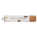 The Maple Acacia Heirloom Board Skinny in white (34" x 6") features "Wine & Cheese" text and comes with a gold spreader and ribbon—stylish and perfect for your next charcuterie spread.