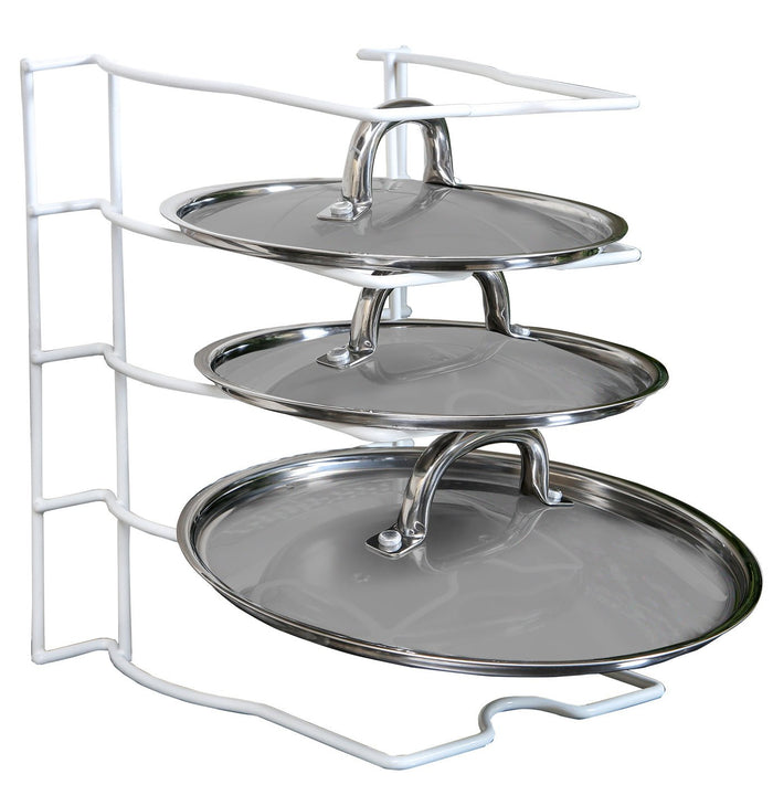 Bakeware and Lid Storage Rack with 4-Compartment Dividers