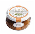 A 6 oz (169 g) glass jar of Bella Cucina Balsamic Mustard, a gourmet condiment with a white lid and label featuring decorative text and an herb illustration—perfect for charcuterie boards.