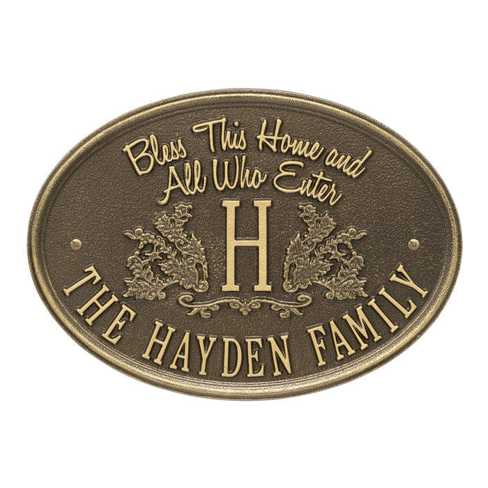 Bless This Home Monogram Oval Wall Plaque