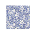 Blue Calico Paper Cocktail Napkins by Hester & Cook feature a detailed white floral and leaf design on a blue background, bringing vintage elegance to any gathering. Pack includes 20 napkins.