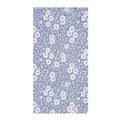 Hester & Cook's Blue Calico Paper Guest Towels (16 pack) feature a blue background with an intricate white floral pattern of flowers, leaves, and vines densely covering the rectangular sheet.