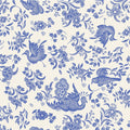The Blue Regal Peacock Cocktail Napkins by Hester & Cook feature a blue and white seamless pattern with stylized birds and floral motifs, offering a vintage-inspired look. Pack of 20.