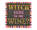 Add festive flair to your Halloween party with Sugarplum’s Boo Bold Cocktail Napkins (26-pack), featuring a pink, orange, and black striped border and “WITCH way to the WINE?” in metallic gold and pink.