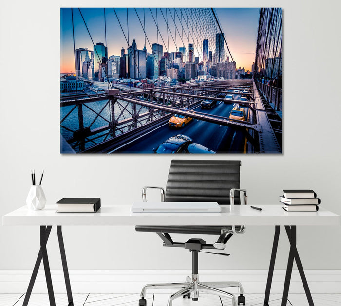 Brooklyn Bridge City View Wall Art Decor Frame Canvas Printing-1Panel