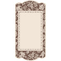 The Hester & Cook Brown Regal Peacock Table Card - 12pk features elegant floral and bird borders with a blank cream center, ideal for stylish place cards or table decorations at special events.
