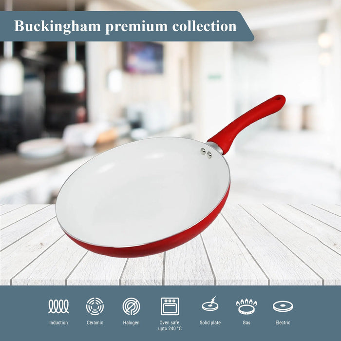 Buckingham Induction Ceramic Coated Frying Pan 28 cm, Red Buckingham