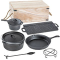 Buckingham Pre-Seasoned Cast Iron 7 Piece Cookware Set with Wooden Box Buckingham