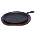 Buckingham Pre-Seasoned Cast Iron Crepe Pan With Wooden Base 27 cm