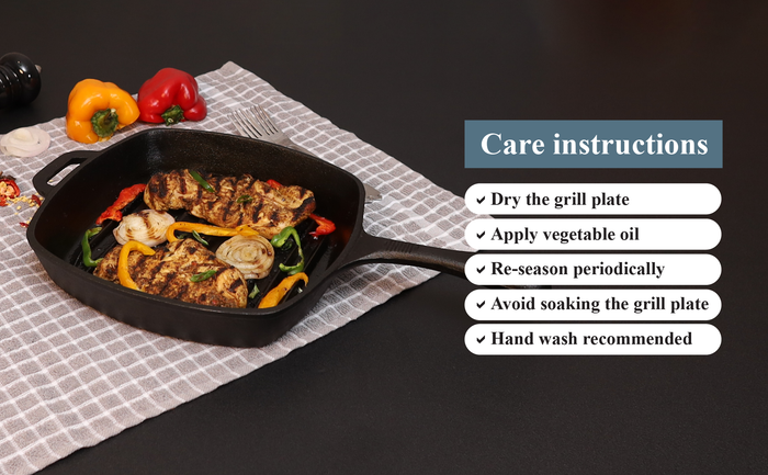 Buckingham Pre-Seasoned Cast Iron Grill Pan 26 cm