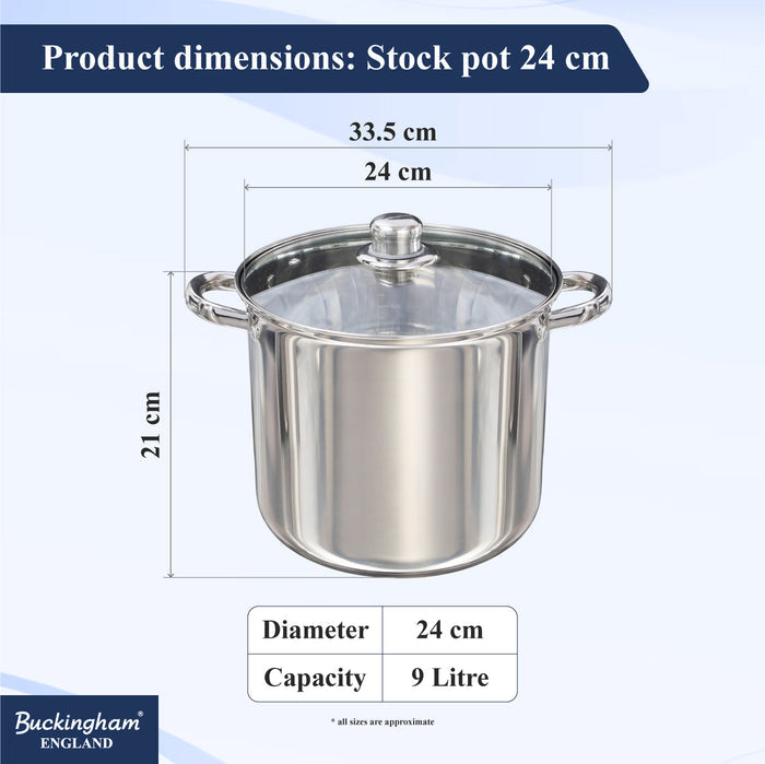 Stainless Steel Stock Pot with Glass Lid