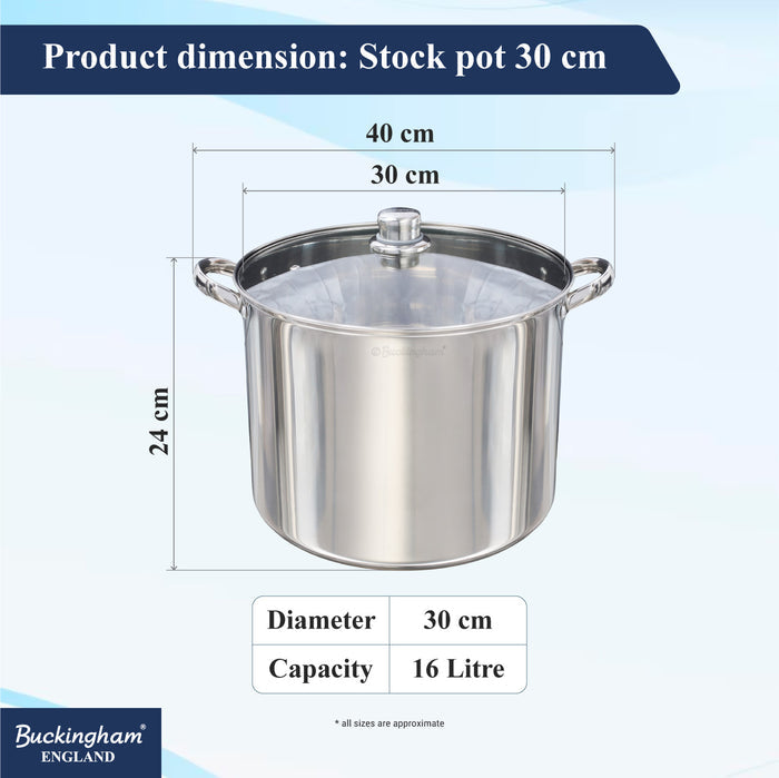 Stainless Steel Stock Pot with Glass Lid