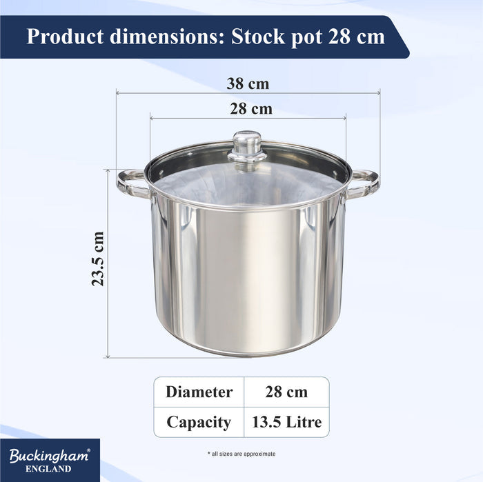 Stainless Steel Stock Pot with Glass Lid