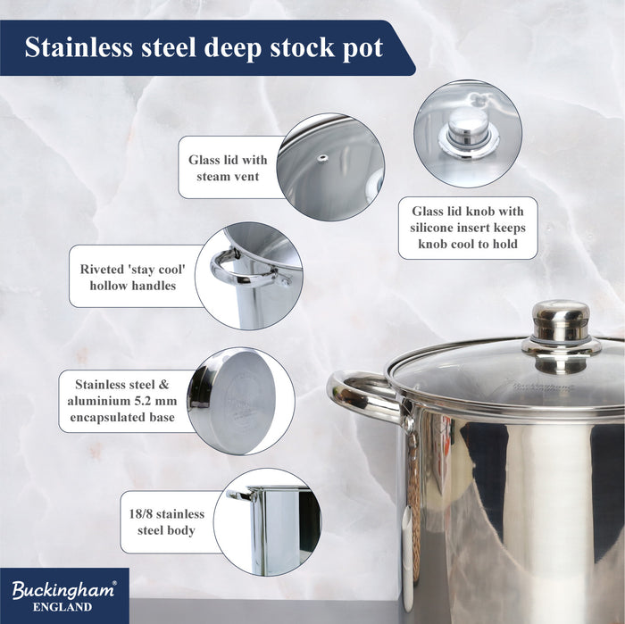 Stainless Steel Stock Pot with Glass Lid