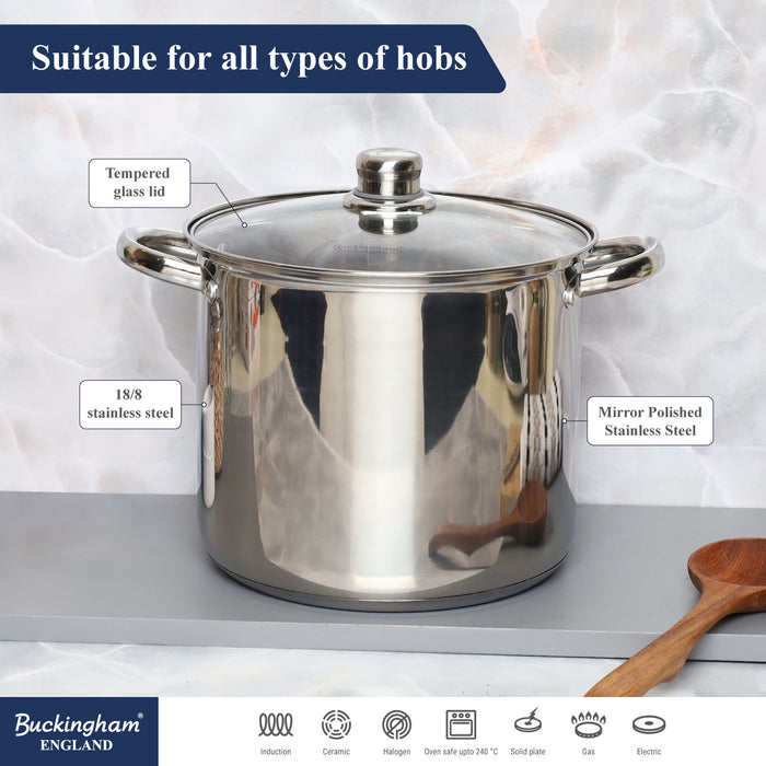 Stainless Steel Stock Pot with Glass Lid