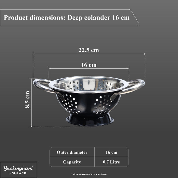 Buckingham Stainless Steel Deep Colander Black