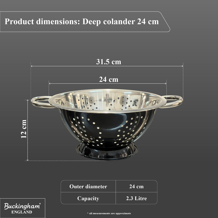 Buckingham Stainless Steel Deep Colander Black