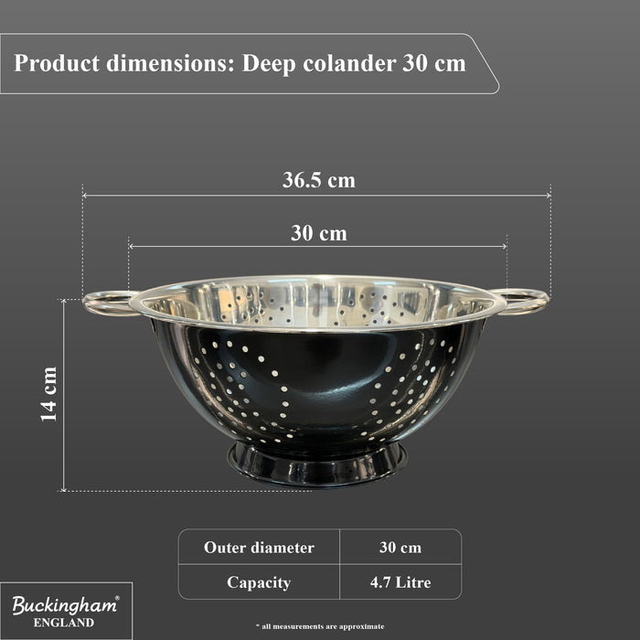 Buckingham Stainless Steel Deep Colander Black