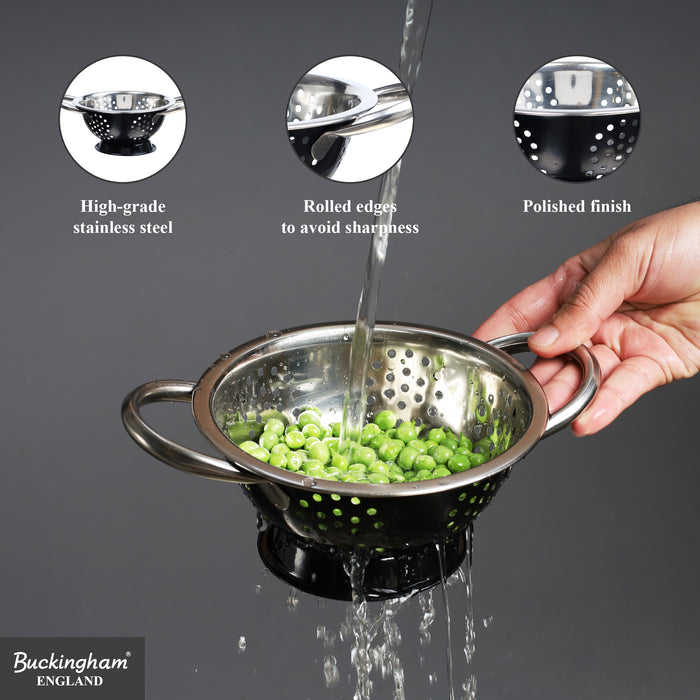 Buckingham Stainless Steel Deep Colander Black
