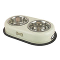 Buckingham Stainless Steel Double Dog Bowls Cream