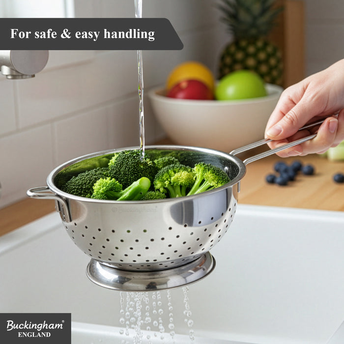 Buckingham Stainless Steel Hemisphere Colander Long Handle