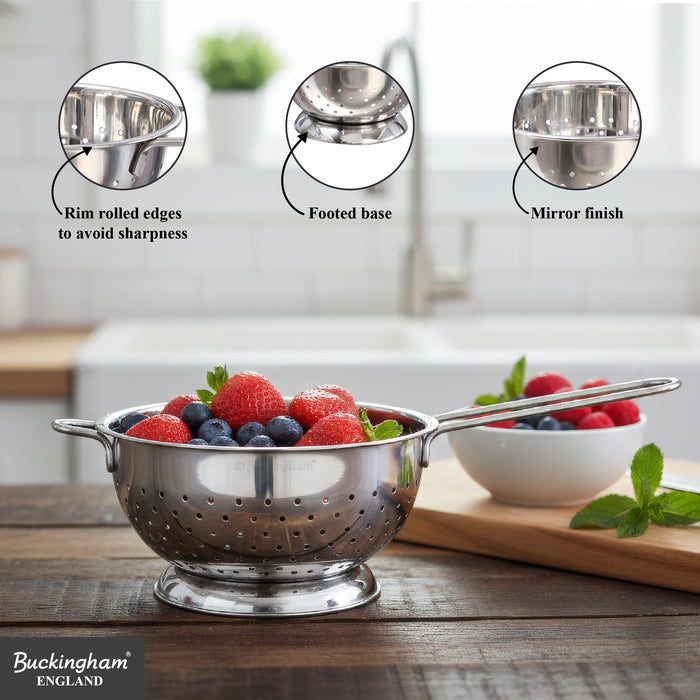 Buckingham Stainless Steel Hemisphere Colander Long Handle