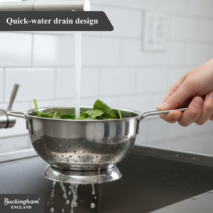 Buckingham Stainless Steel Hemisphere Colander Long Handle