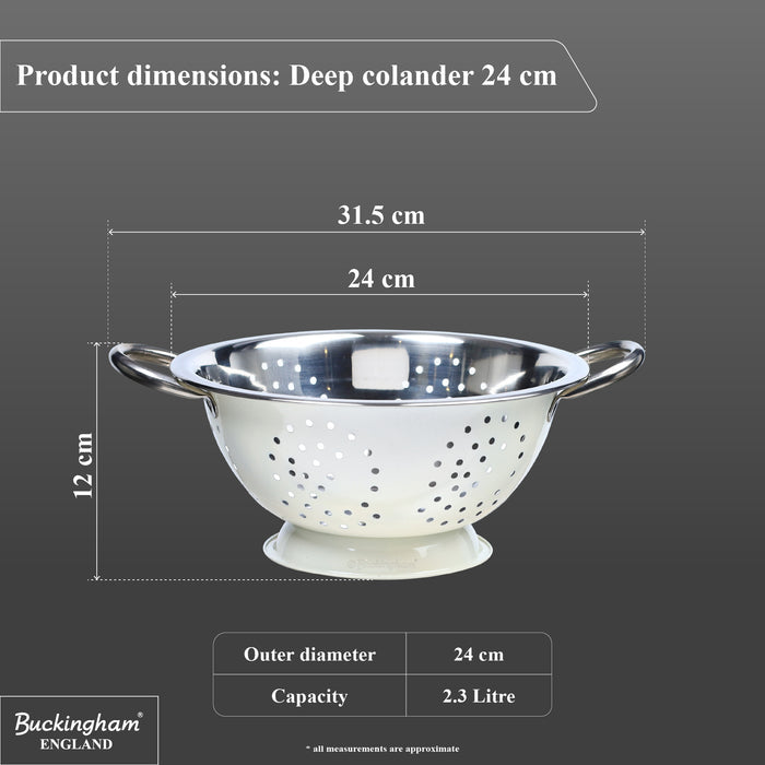 Buckingham Stainless steep Deep colander Cream