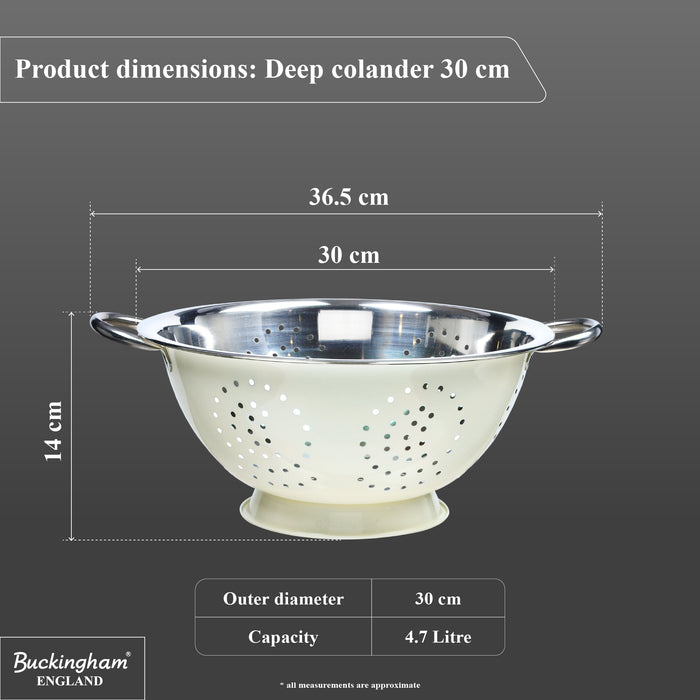 Buckingham Stainless steep Deep colander Cream