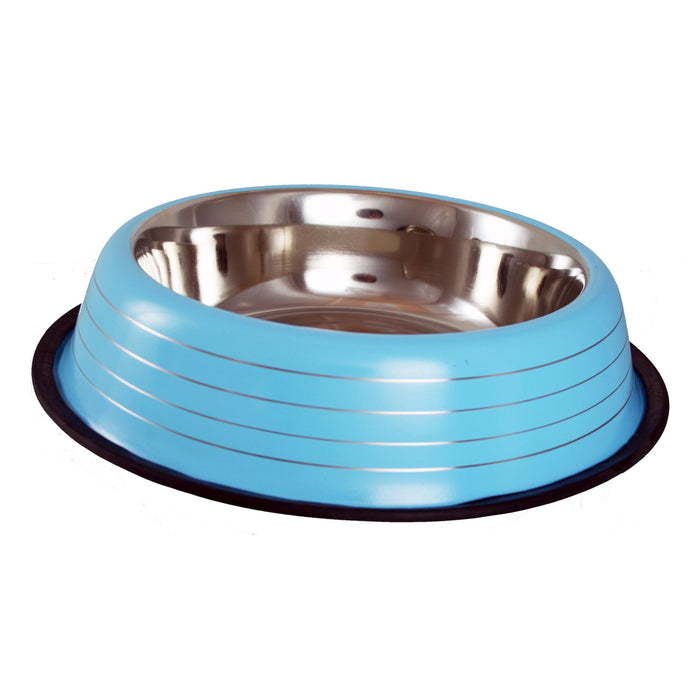 Buckingham Striped Dog Bowl Baby Blue (96oz)