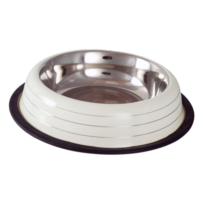 Buckingham Striped Pet Bowl Cream (16oz)