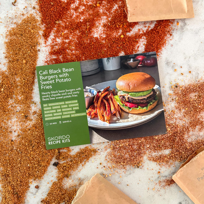 Cali Black Bean Burgers with Sweet Potato Fries Recipe Kit