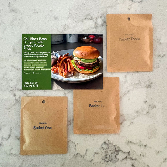 Cali Black Bean Burgers with Sweet Potato Fries Recipe Kit