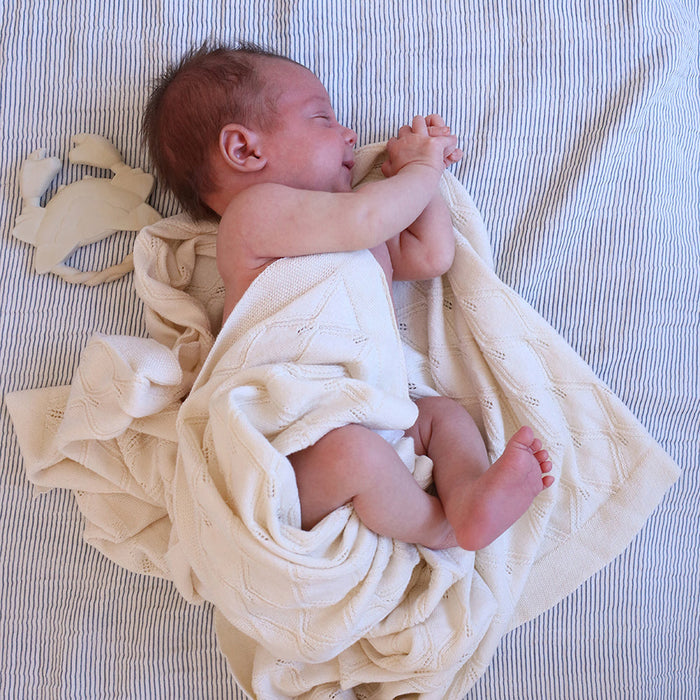 Cam Cam Copenhagen – Muslin Baby Blanket – GOTS Classic Stripes Blue - Mabel & Fox