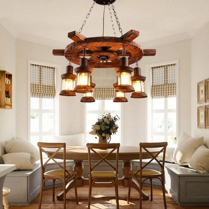 Chandelier Light - Rustic Wagon Wheel / M189-6