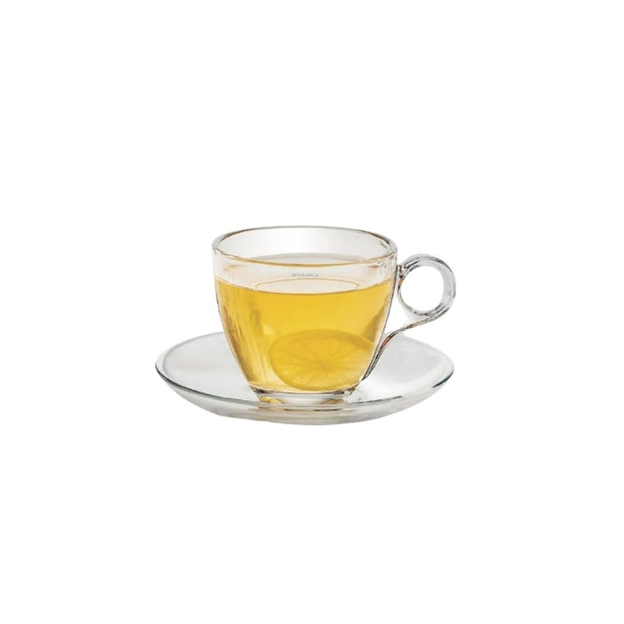 Clear Glass Tea Cup With Saucer Sets - 6's
