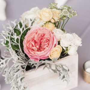 Colorful Blush Garden Rose and Dahlia Wedding