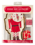 The Sugarplum Cookie Tray Gifting Kit Nutcracker/6pkg includes 6 nutcracker-shaped trays, 6 festive tags, 6 clear bags, and red & white baker’s twine—ideal for holiday treat exchanges.