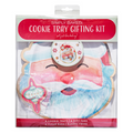 Sugarplum Cookie Tray Gifting Kit Santa/6pkg includes Santa-themed trays, gift tags, clear bags, and twine—ideal for festive treat exchanges. Packaging features a cheerful Santa face and joyful holiday designs.